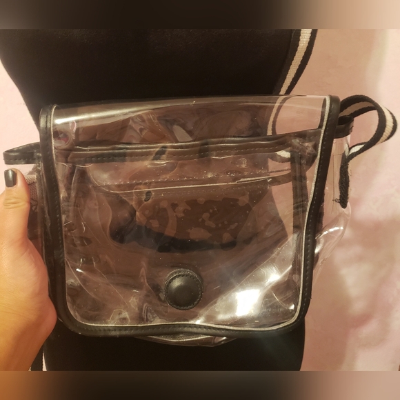 Chic Transparent Crossbody Bag with Black and White Strap - Picture 3 of 3